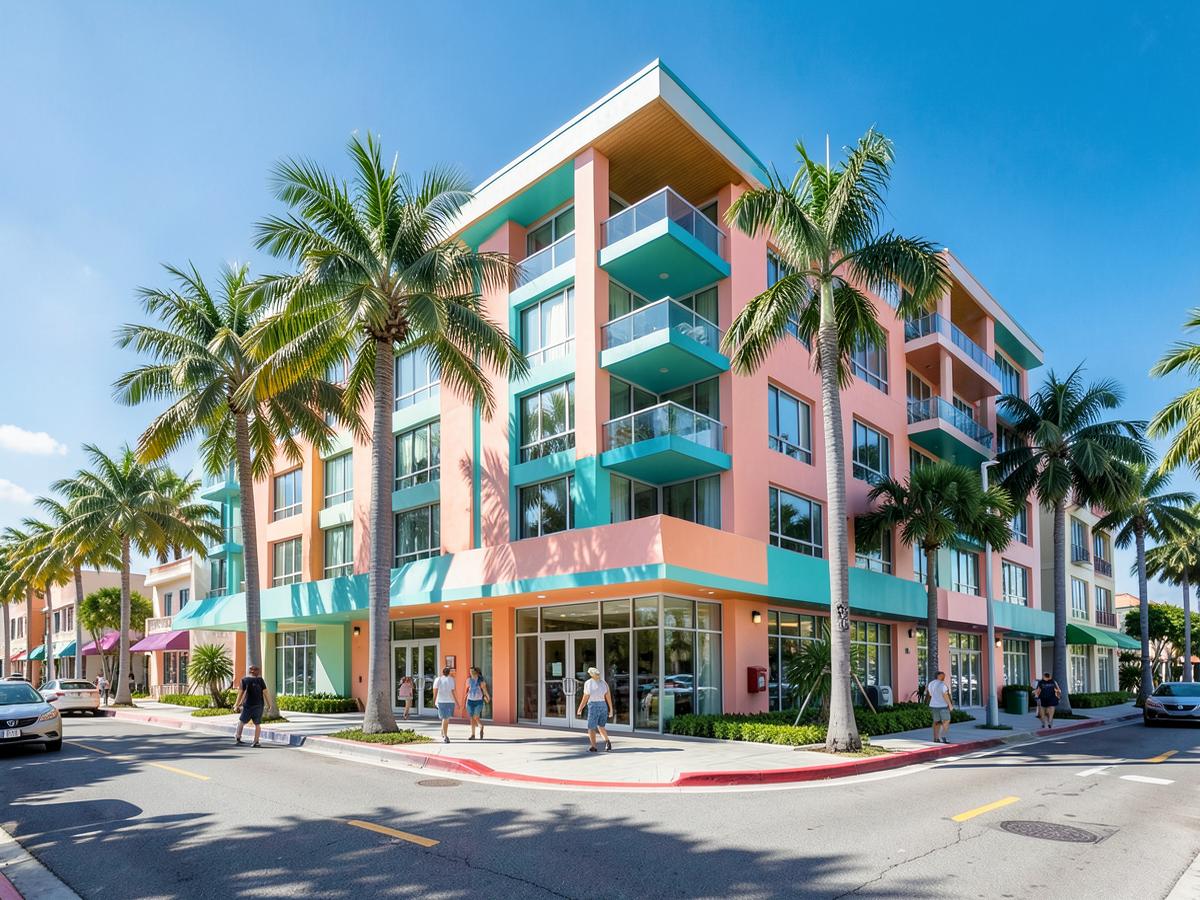 Colorful tropical architecture in West Palm Beach
